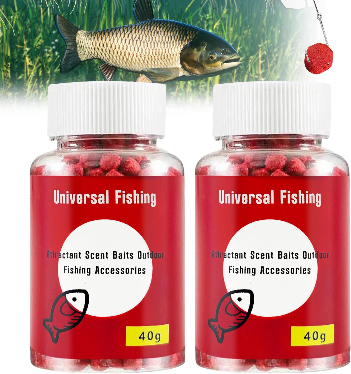 2 Bottles Universal Fishing Attractant Scented Lures for Outdoor Fishing Accessories Magic Baits Groundbait for Fishing Various Varieties Lazy Pellets Quick Connect for All Freshwater Fish