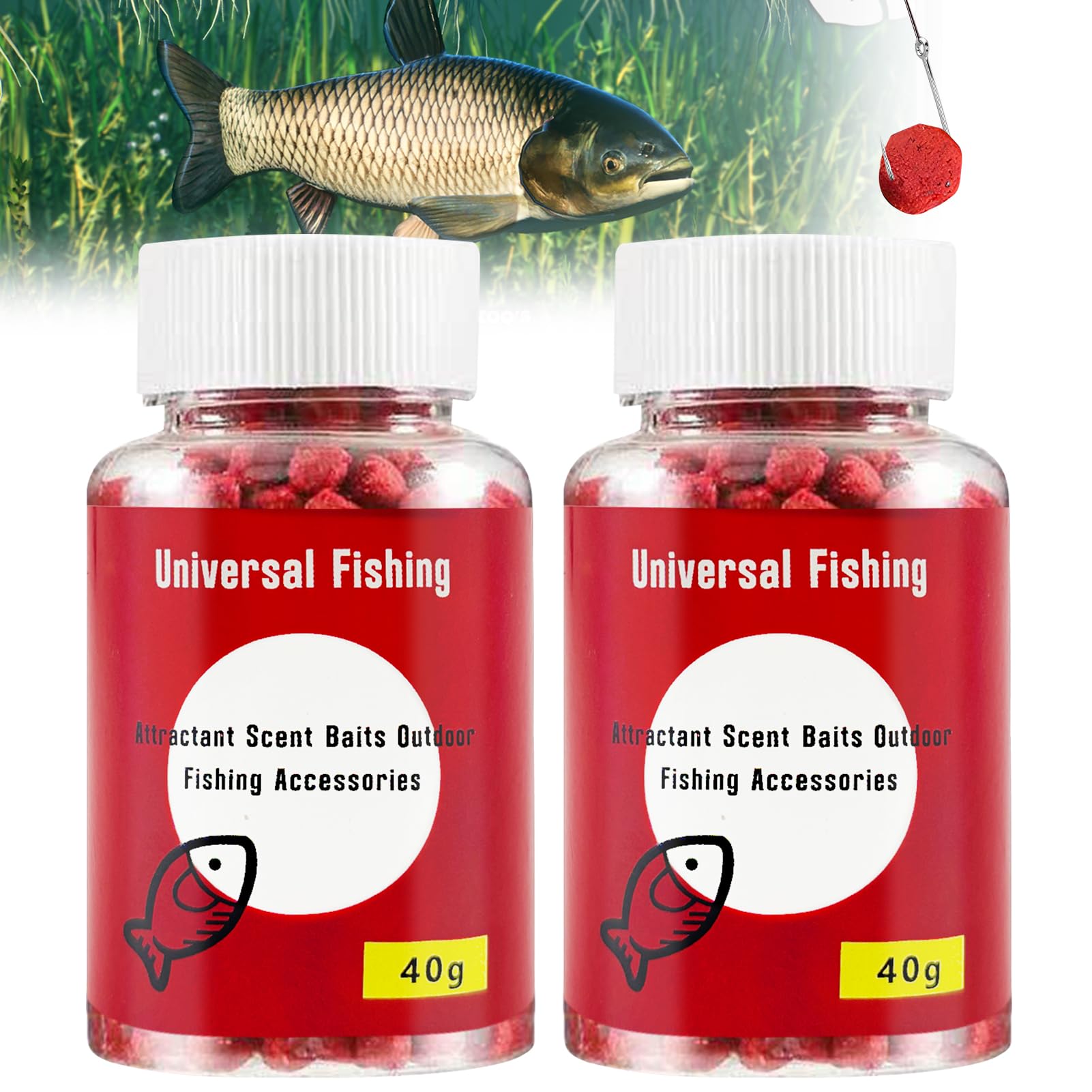 2 Bottles Universal Fishing Attractant Scented Lures for Outdoor Fishing Accessories Magic Baits Groundbait for Fishing Various Varieties Lazy Pellets Quick Connect for All Freshwater Fish