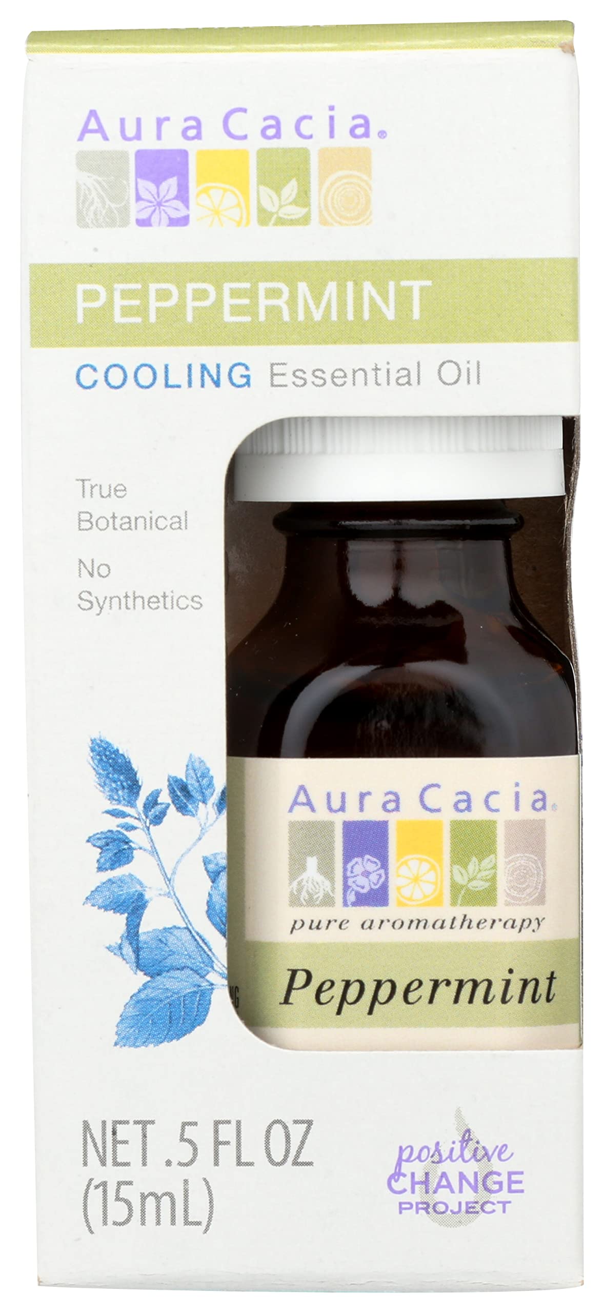 Aura Cacia Cooling Peppermint Essential Oil, No Synthetic Fragrances, 0.5 Ounces (Pack of 3)