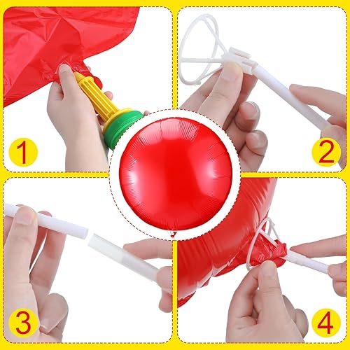 Miniatura 3 de Kathfly Paquete de 5 globos reutilizables en color rojo con clip extraíble y poste para decoración de Halloween