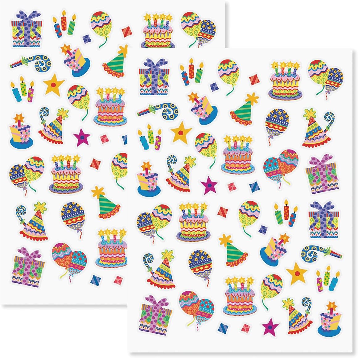 Colorful Celebration Birthday Party Stickers Set of 92 on