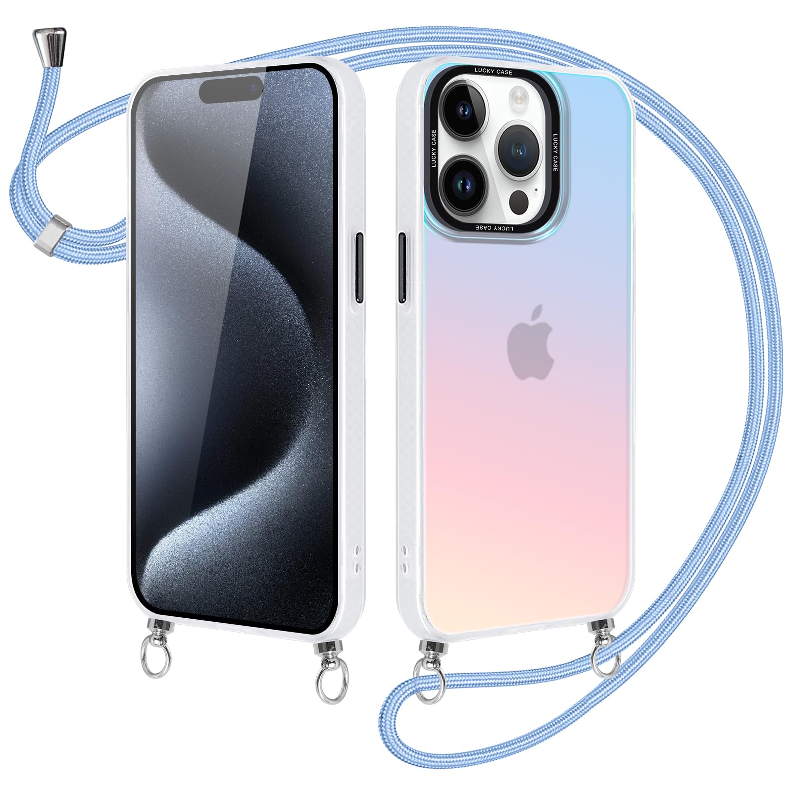 Xylota Handyhülle Mit Band Für IPhone 16 6,1″ – Transparent, Stoßfest Mit Abnehmbarer Kordel | Schwarz