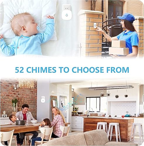Miniatura 4 de Timbre inalámbrico, timbre de puerta remoto inalámbrico de largo alcance de 1000 pies, acabado mate, timbre inalámbrico SECRUI para el hogar con 3
