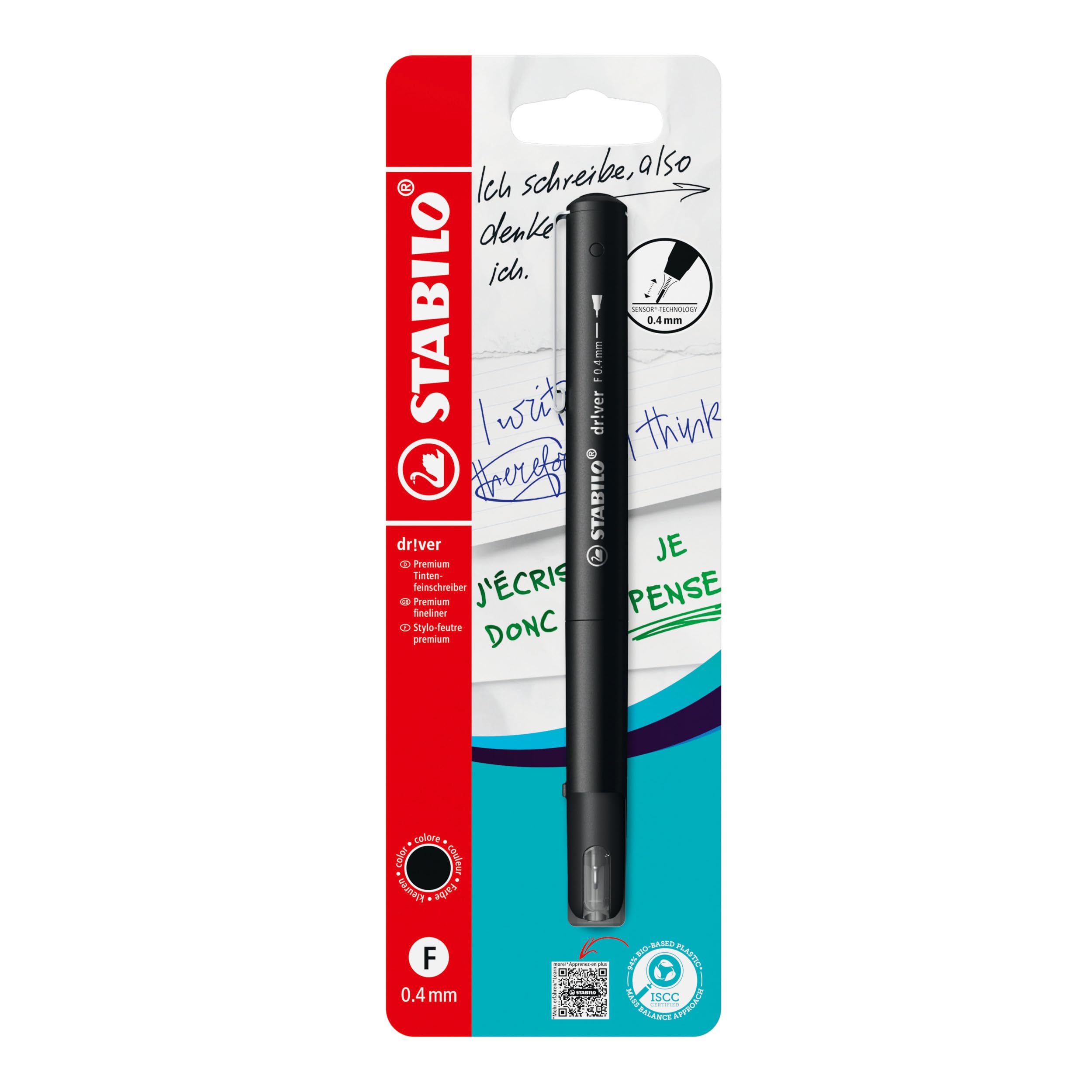 STABILO Dr!ver - Fineliner Premium - Tratto Medio (0,8 Mm) - Confezione Da 5 - Nero