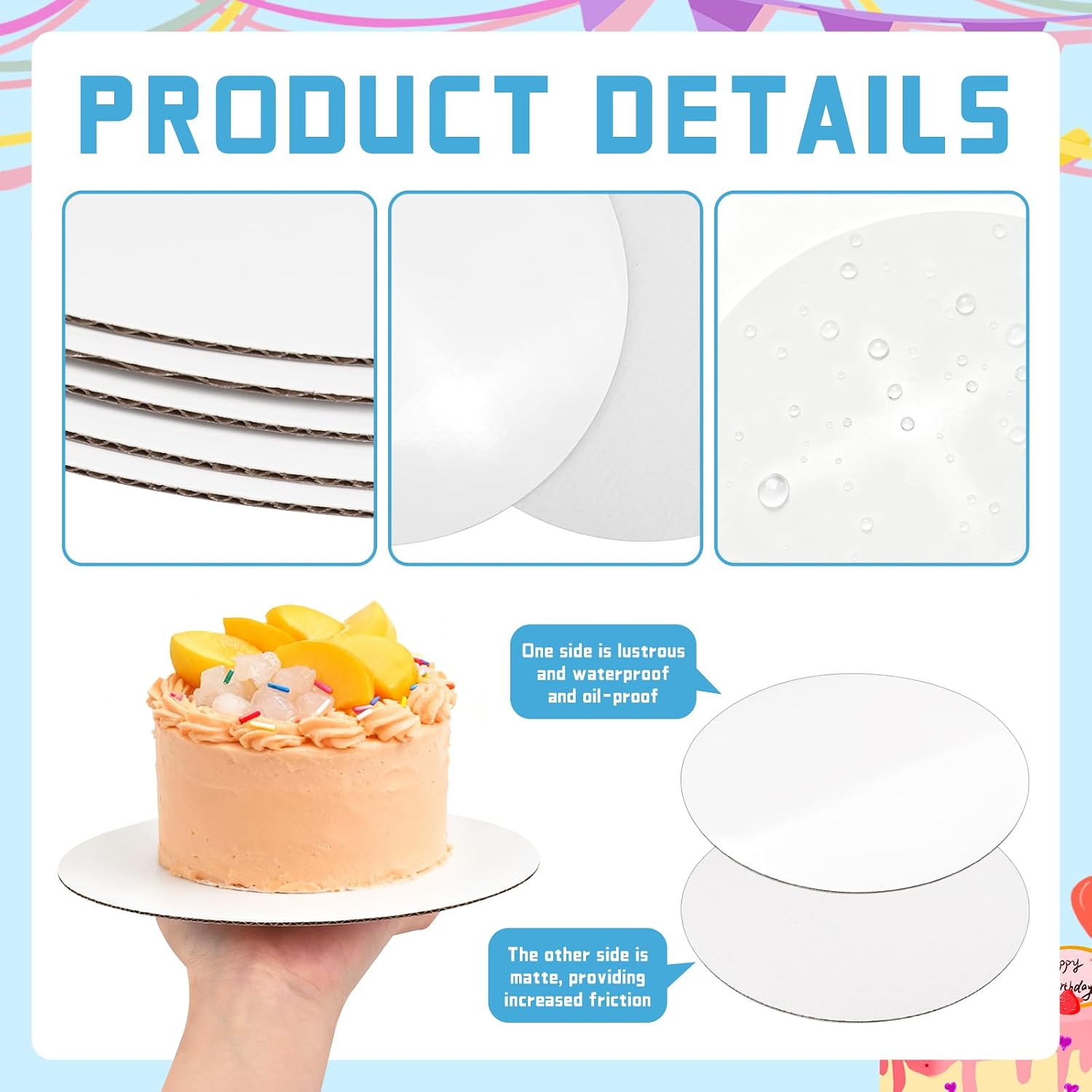 8 Pack 8 Inch Round Cake Boards,White Cardboard Cake Rounds