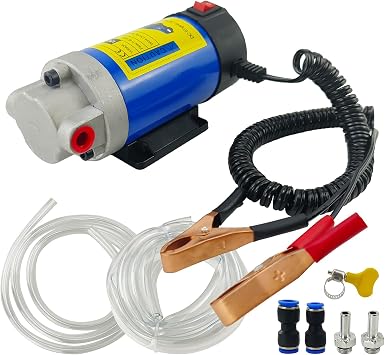 100W Electric Oil Diesel Fluid Transfer Pump with Tubes Oil Extractor Pump Gear Pump for Car/Marine/RV/Boat/Motorcycle