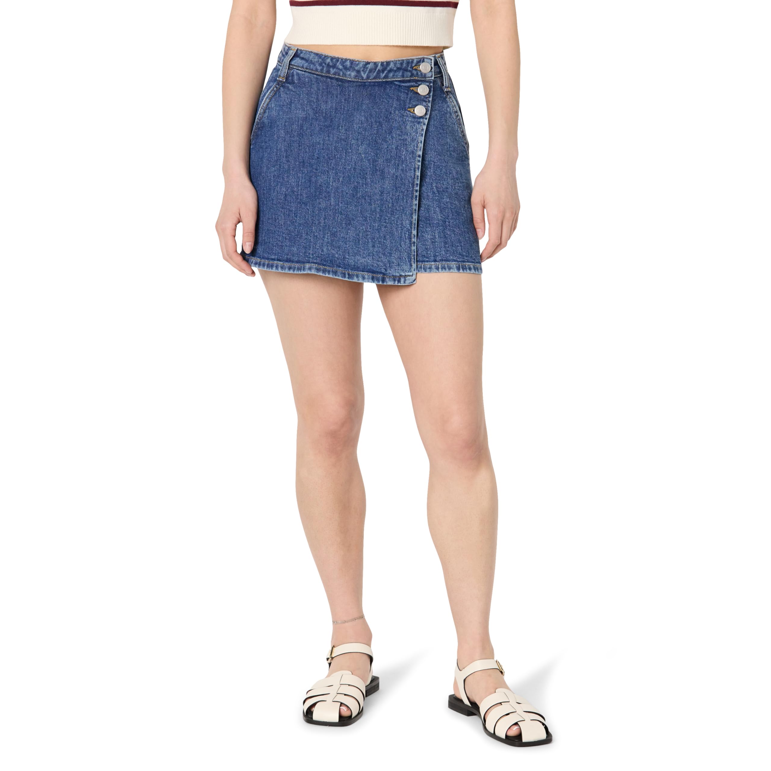 The Drop Women's Standard Gabby Denim Wrap Skort