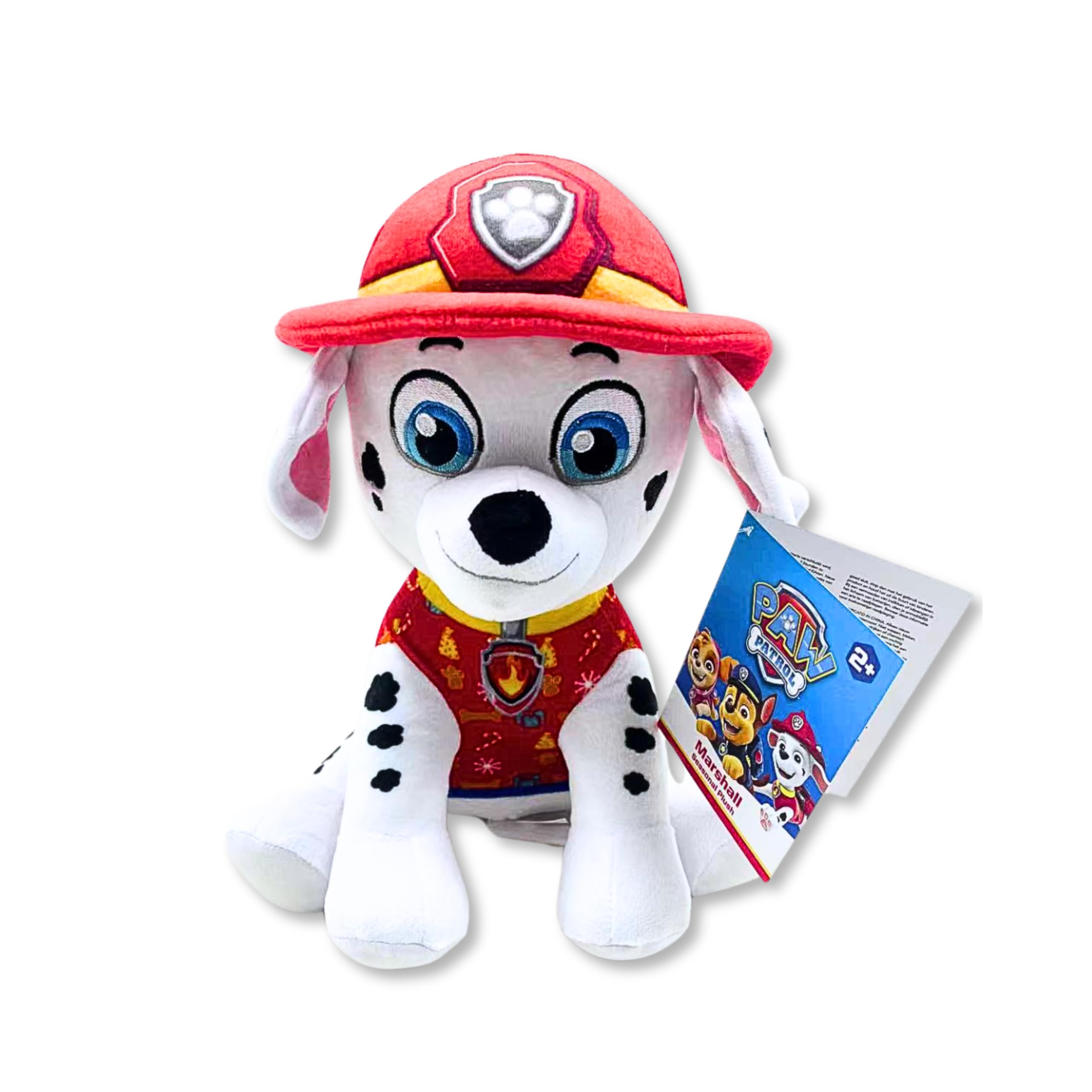 Paw Patrol Marshall Plush Toy - Medium Sitting Plush with Printed Seasonal Jumper, 25x22x13cm - Toys for Boys - Ideal for Fans for Kids