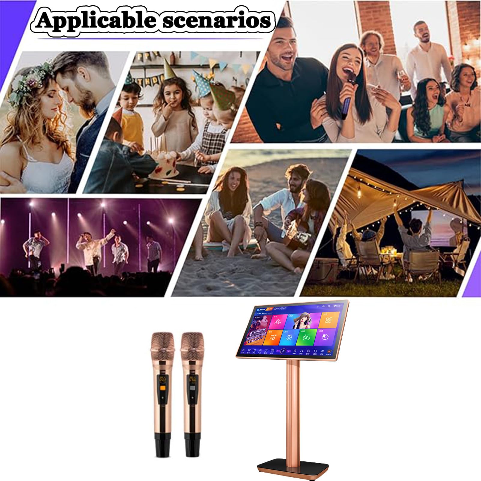 Macchina per Karaoke con Microfono Wireless Reverb, Lettore Karaoke con Display Touch Screen da 22 Pollici per Feste in Famiglia al Bar, Nero-1 TB