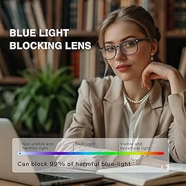 WINTOO Blue Light Glasses for Woman Men | 99% Blue Light Blocking Glasses | Computer Glassess | Night Driving | Gaming | TV Phone Screen Reader Square Frame | Anti Eyestrain & UV Glare Protection