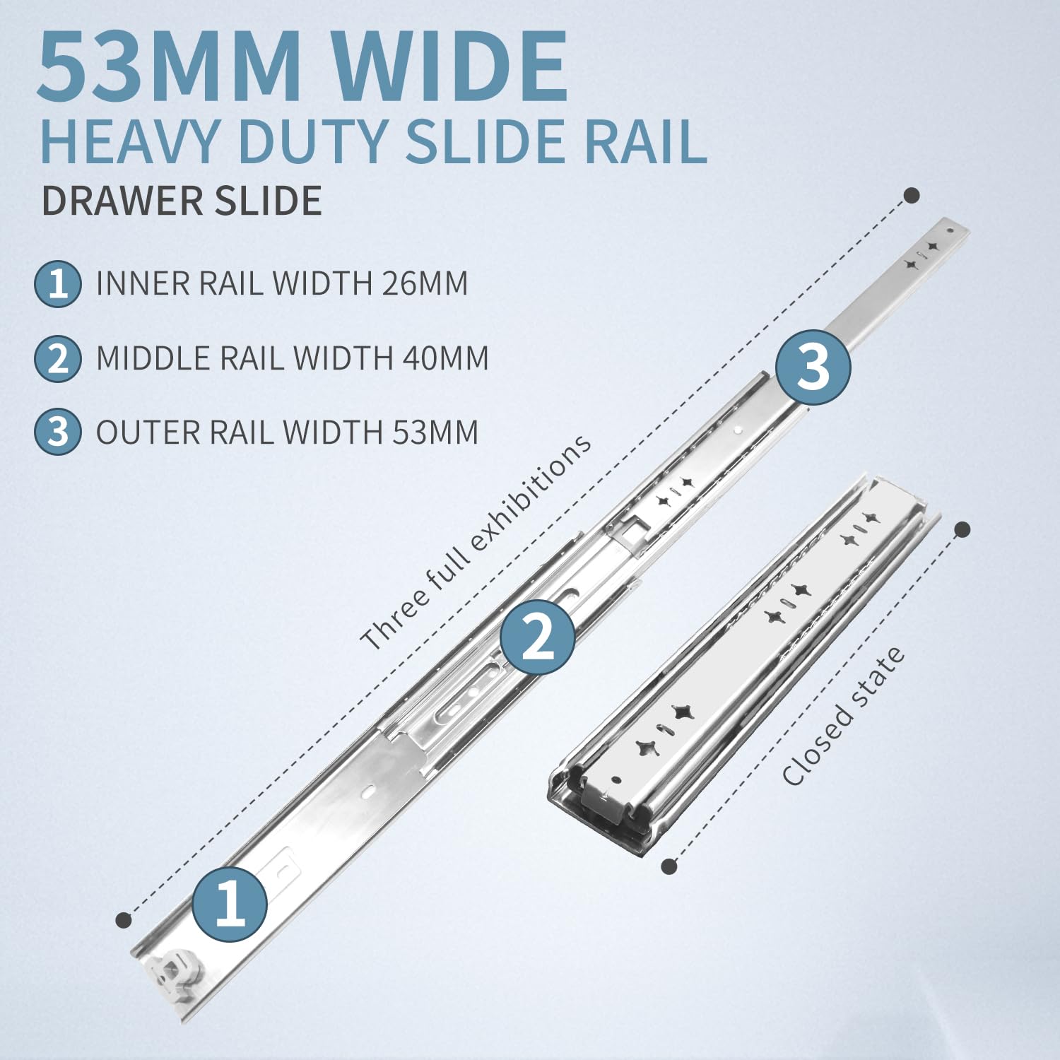 1 Pair Heavy Duty Drawer Slides Full Extension Side Mount 20 22 30 32 34 36 38 40 Inch -260 Lb Side Mount Undermount Full Extension 3 Fold Ball Bearing Stainless Steel Hardware Drawer Rails ?