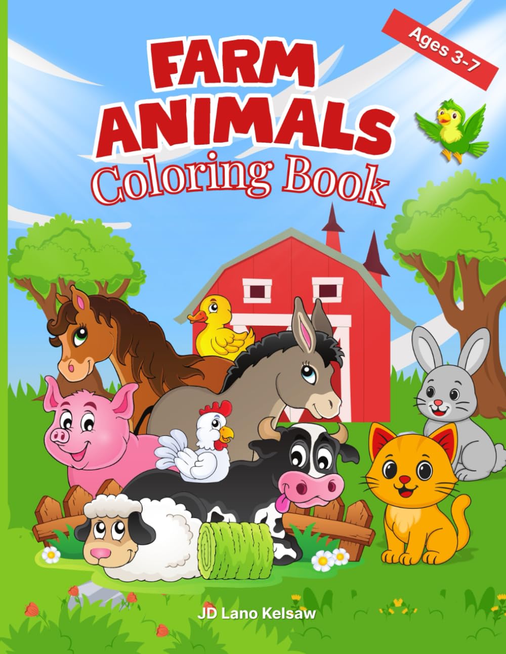 Farm Animals Coloring Book for Ages 3-7
