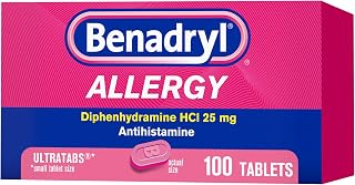 Allergy Medicine for Adults and Children 6 Years and Older, Ultratablets, 25 mg Diphenhydramine HCl for Indoor and Outdoor Allergies, Antihistamine Tablets, 100 Count Size