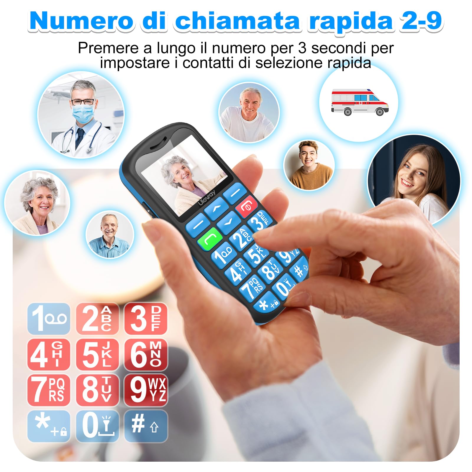 CHAKEYAKE Telefono Cellulare per Anziani 4G Senza Contratto, Cellulare per Anziani con Grandi Tasti, Bluetooth e Base di Ricarica, Volume Alto, Pulsante SOS, Chiamata Rapida, Radio FM