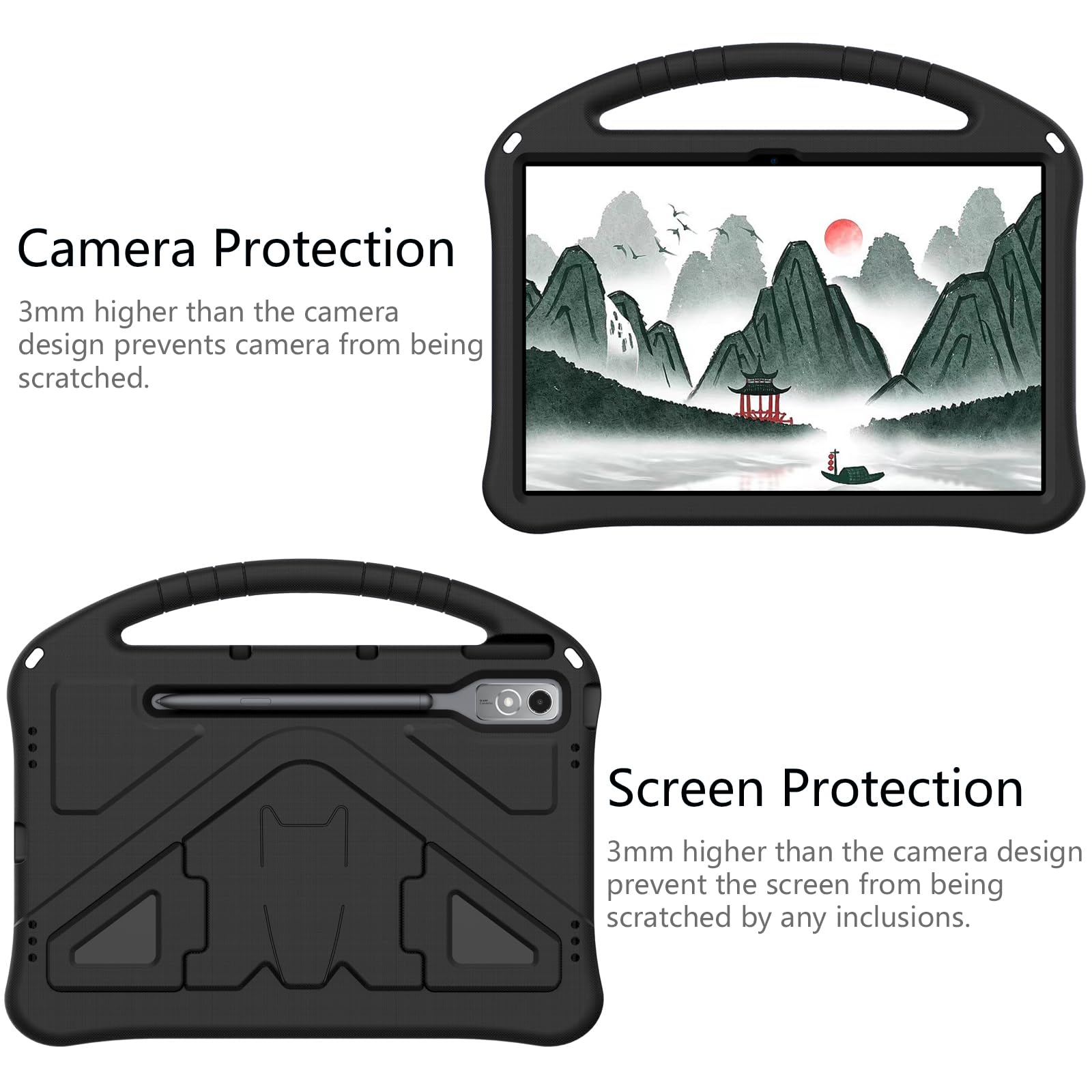 Custodia per Lenovo Idea Tab Pro Tablet 12,7 Pollici, Cover Antiurto con Maniglia Cinghia da Mano, Tracolla Cover Protettiva Bambini per Lenovo Idea Tab Pro Tablet 12,7 Pollici, Nero