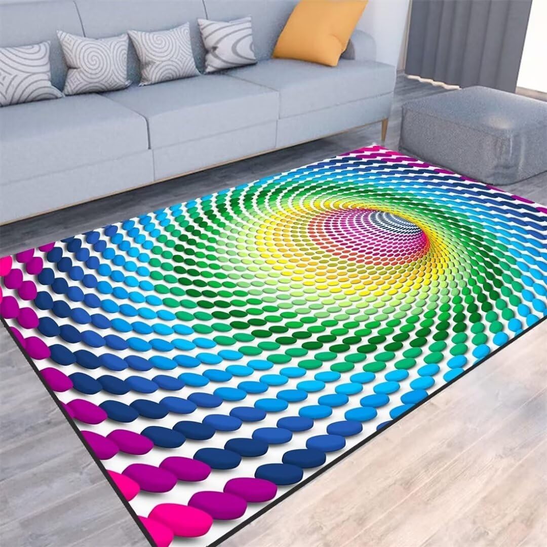 Tapis enfant fille bleu 120x200cm en velours cristal lavable