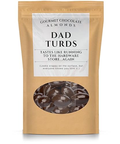 Miniatura 7 de Dad Turds - Almendras de chocolate gourmet - Almendras de chocolate negro con polvo de cacao - Divertidos regalos de dulces para hombres, Día del