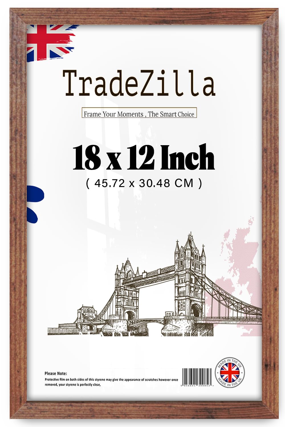 TradeZilla | MDF Wood Poster Frame (45.72 x 30.48 CM) Picture Frame for Home & Office Art Gallery, Premium MDF Wood with Elegant Texture for Portrait & Landscape [ Rustic ]