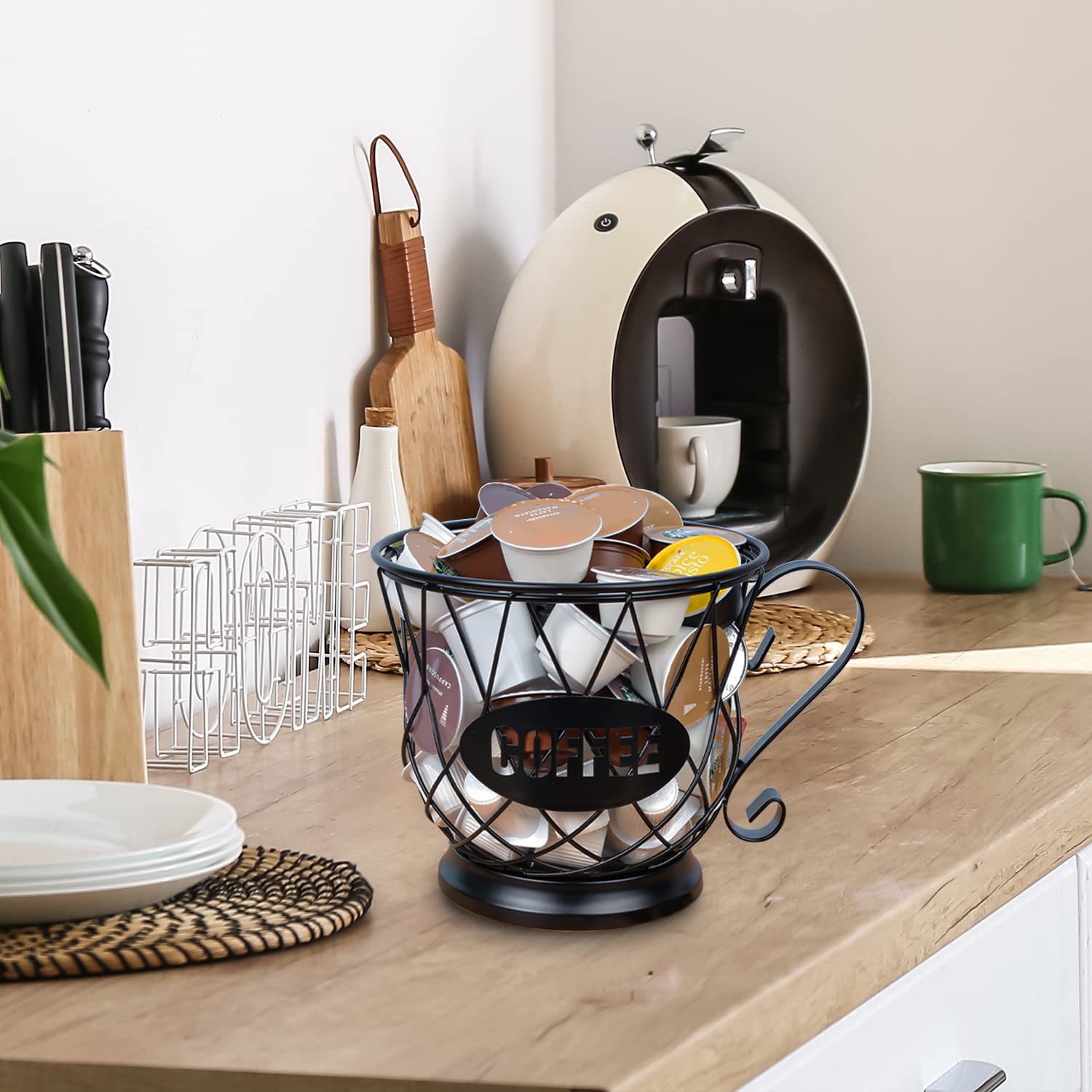 TreeLen Zeilako Porte-dosettes de café, organisateur de tasse K, grande capacité pour tasses 40 K, rangement de dosettes K pour café – Noir