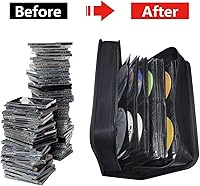 Vista 4 de Funda para CD y DVD, estuche para CD/DVD, capacidad de 128 unidades, organizador de CD, carpeta de CD, cartera portátil de CD para viajes en el Negro
