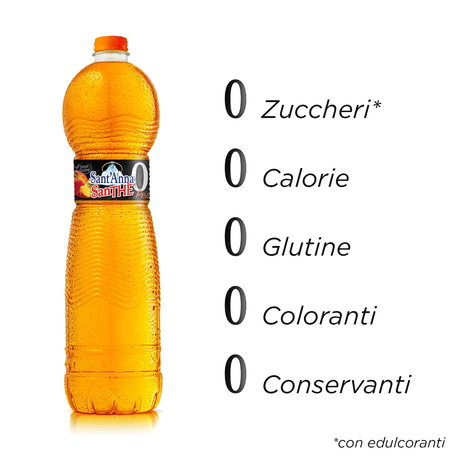 Sant'Anna SanThè Zero 1,5L Gusto Pesca | Pack 3 Confezioni da 6 Bottiglie di Vero Infuso di Thè in Acqua Sant'Anna | Zero Zuccheri, Zero Calorie, Zero Glutine