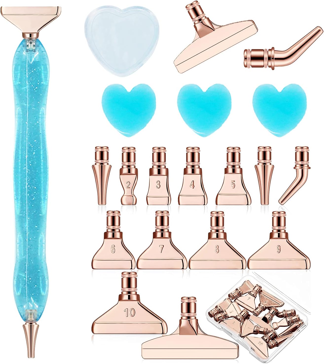 13 Pieces Metal Tip for Diamond Painting Pen, DIY Diamond Painting Metal Pen Tips 6 Styles Drill Pen Replacement Heads 5D DIY Diamond Painting Accessories for Painting Crafts (Rose Gold)