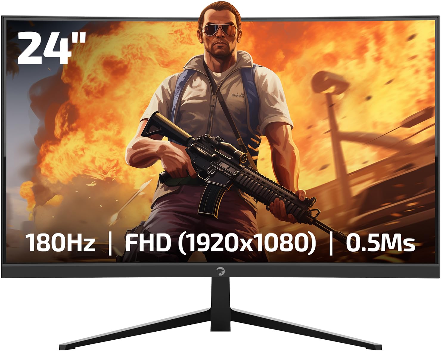 GAMEPOWER T40 23.6 Inch Curved Gaming Monitor, 180Hz 1080p Display, 0.5ms Response Time, VA Panel, AMD FreeSync, HDR Support, 125% sRGB, RGB Backlight, Dual Speakers, Zero Frame Design, HDMI/DP, 1800R