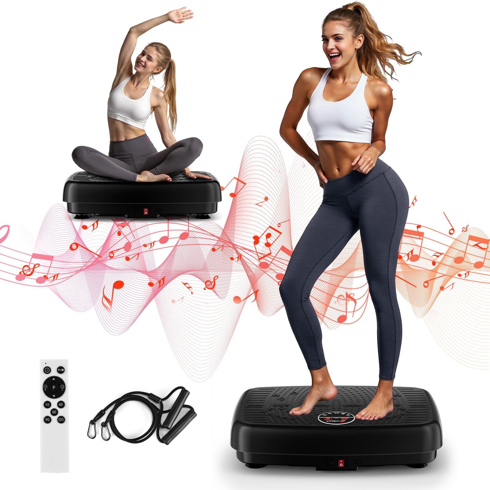 Vibration Plate Exercise Machine, 2025 Upgraded Double Motors Vibration Plate for Lymphatic Drainage, EvoSpark Whole Body Vibration Plates for Weight Loss,450 Lbs Capacity Vibrate Fitness Platform