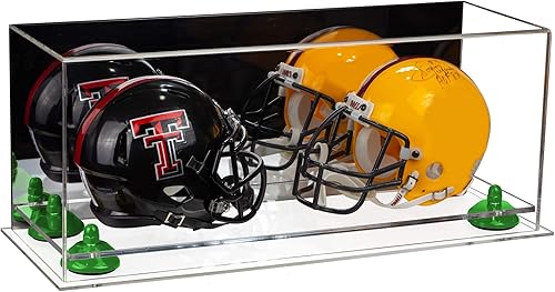 Miniatura 22 de Better Display Cases Acrílico 2 Mini casco de fútbol (no tamaño completo) vitrina con base de césped transparente (V46/A019)