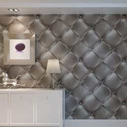 Plaquetas 3D Para Paredes HANMERO® Murales decorativos pared 3D papel pintado imitación cuero vinilos papel de pared dormitorios/salón/hotel/ fondo de TV /color gris oscuro, 0.53M*10M