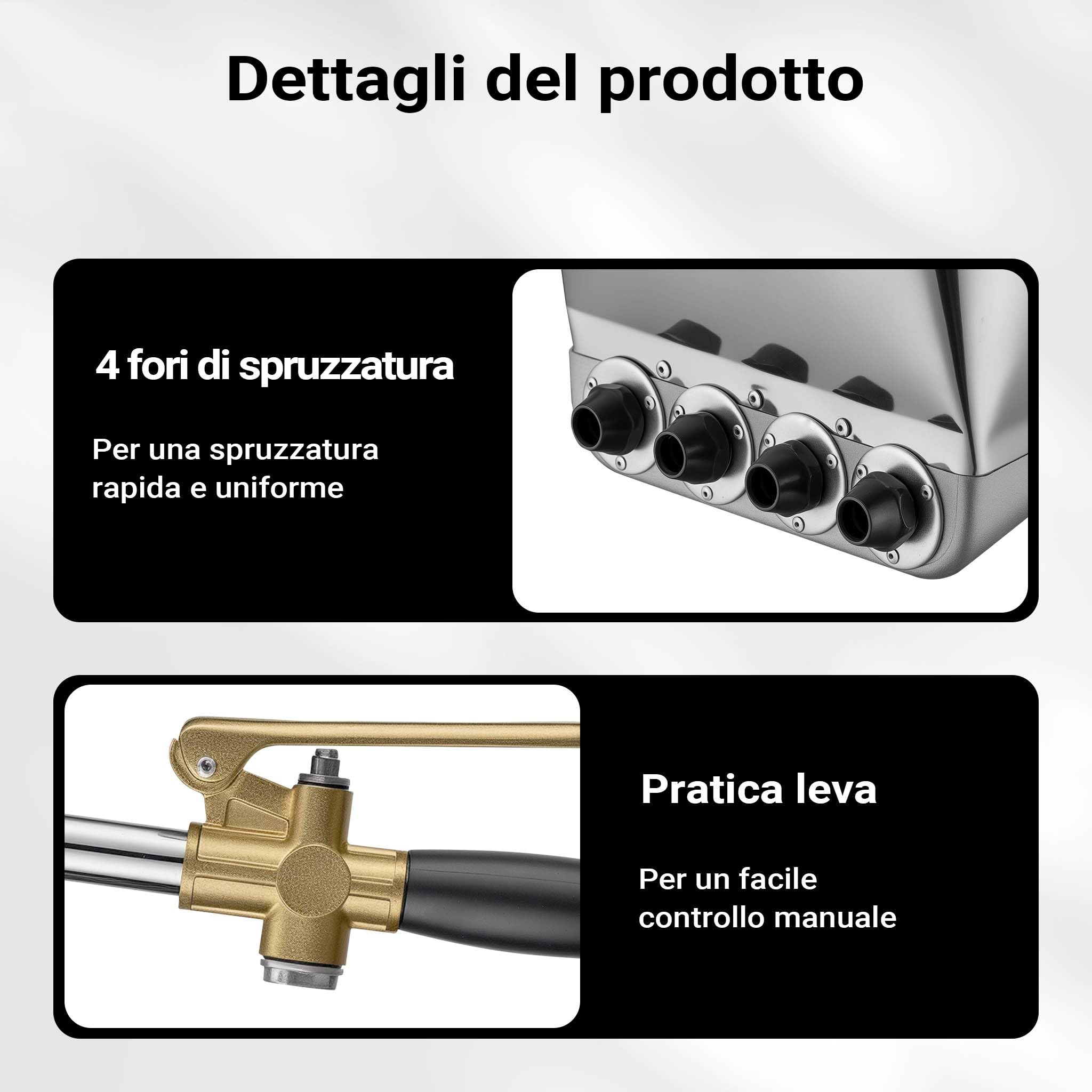 Wiltec Intonacatrice a spruzzo 6-10 bar, macchina per intonaco con ugello da 8 mm, imbuto da 3,7 l, lunghezza 72 cm, pistola per malta in alluminio e acciaio inox