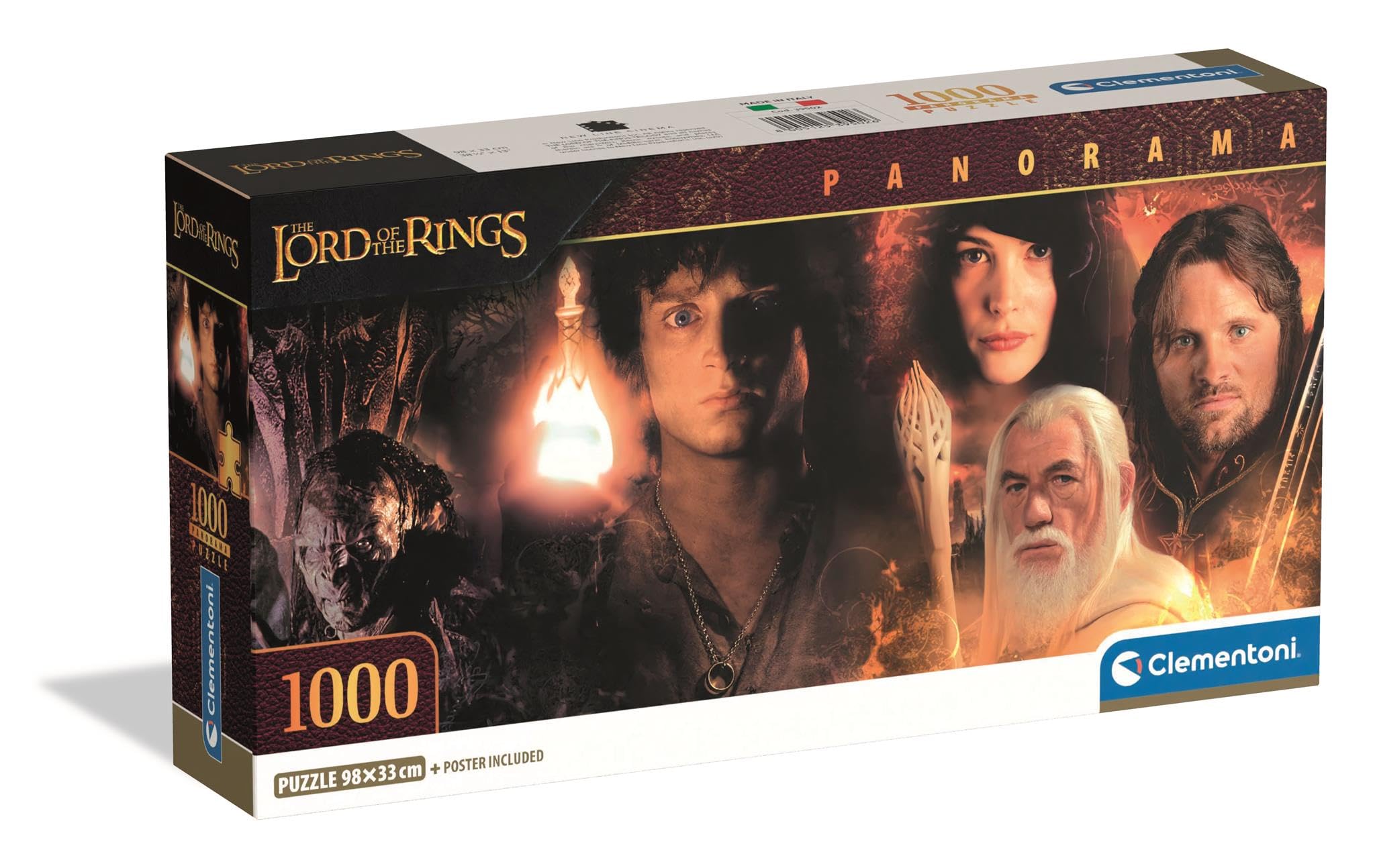 Clementoni - 39052 Jigsaw Puzzle 1000 Pieces for Adults and Teenagers, Special Series, Lord of the Rings Theme, with Poster Included, Compact Box, Gift Idea for Men and Women, Made in Italy, 98 x 33