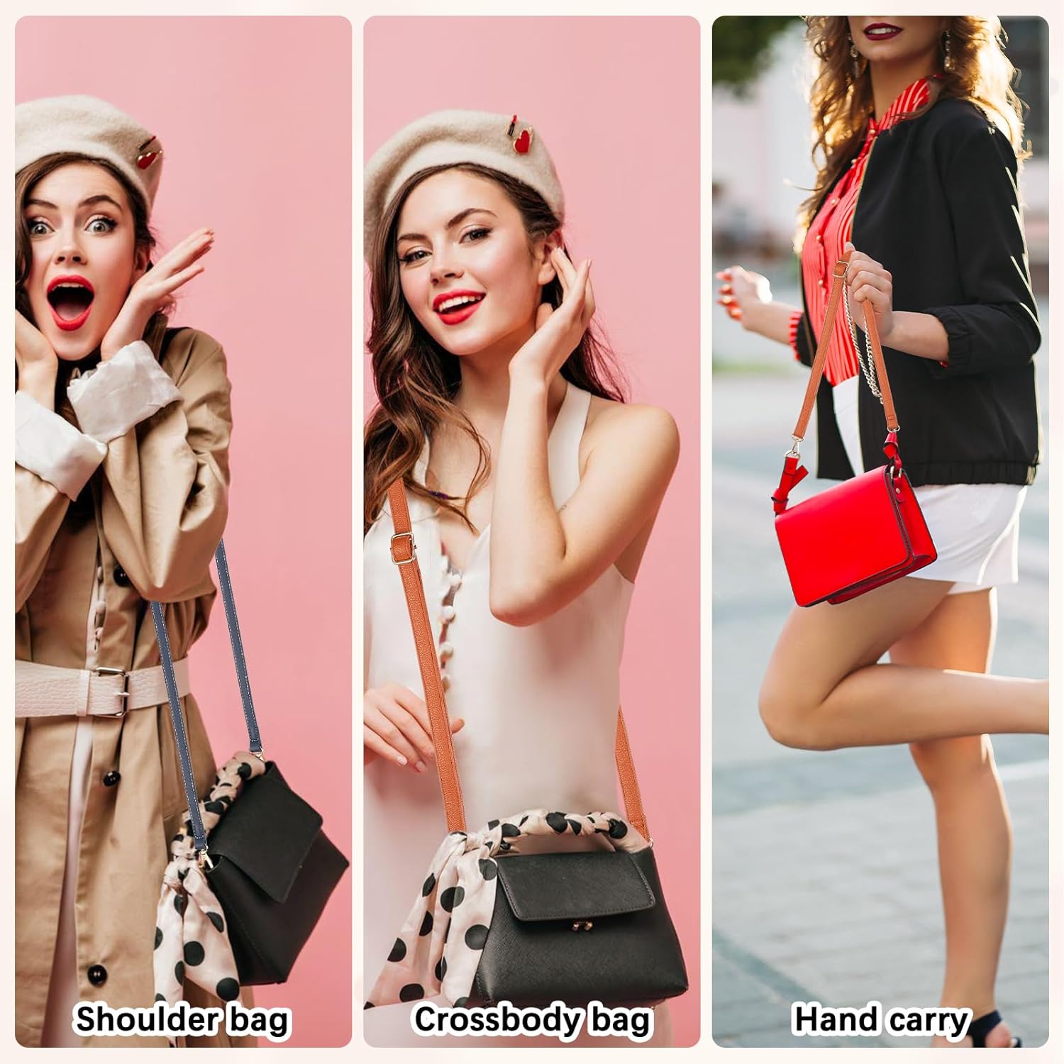 Leather Purse Straps [1Pcs] - 51.2 Inch Adjustable Strap Replacement for Handbags Use for Purse & Crossbody Bag & Handbag - [Brown & Gold] - Image 5