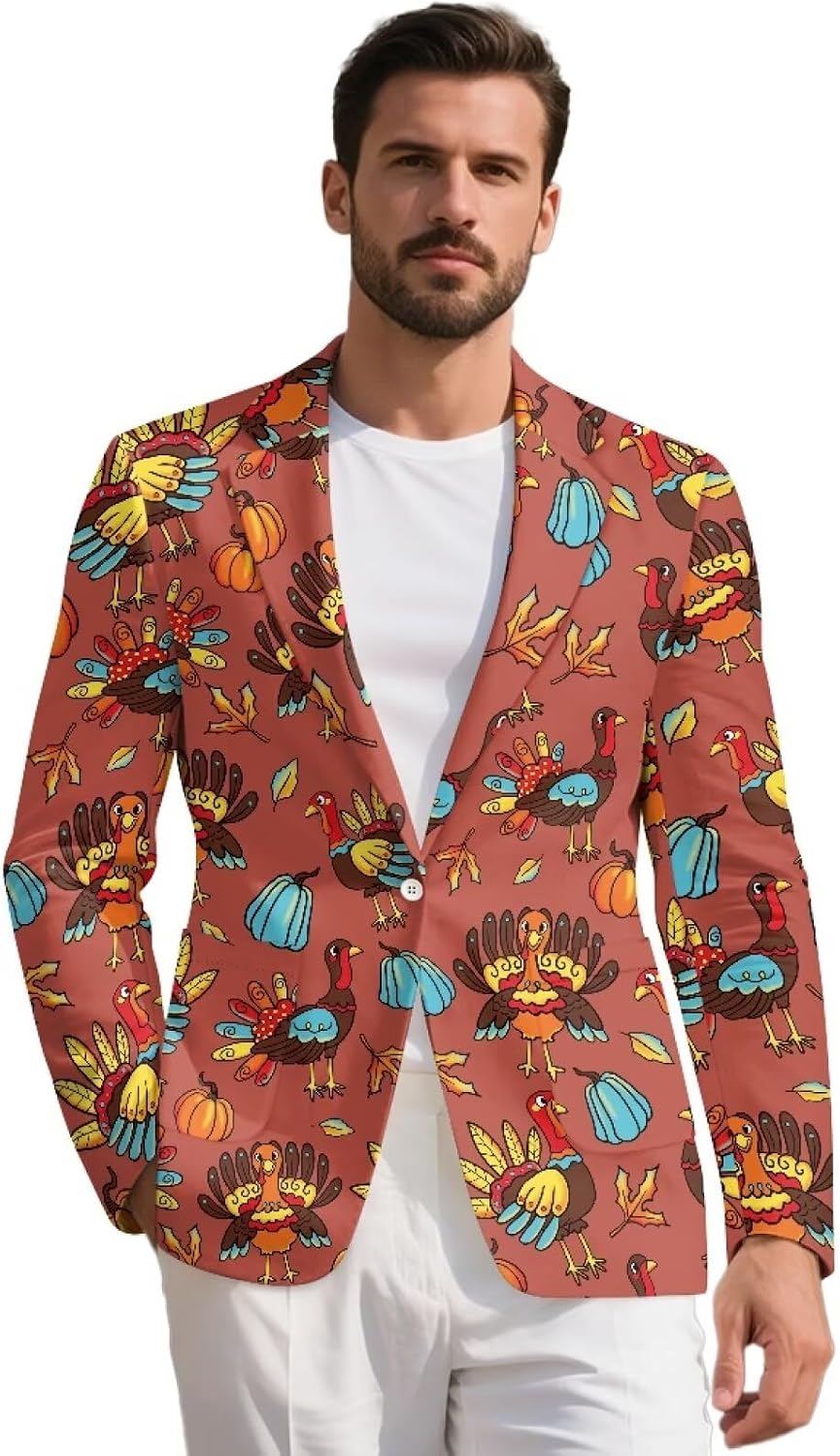 Men Blazer Men Sport Coats and Blazers One Button Men's Slim Fit Suit Blazer Jacket Casual Business Suit Jacket