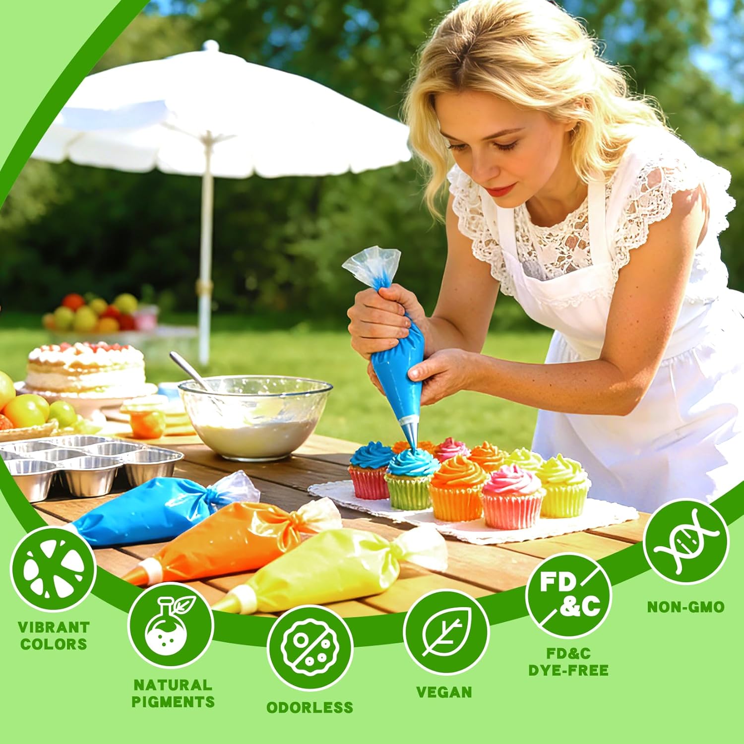 Natural Food Coloring Powder - 10 Colors Plant Based Food Coloring, Dye Free Food Coloring, No Artificial Dyes, Natural Food Dye Powder for Baking, Cake Decorating, Royal Icing