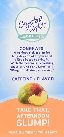 Crystal Light On The Go Peach Mango with Caffeine, 10-Packet Boxes (Pack of 4)
