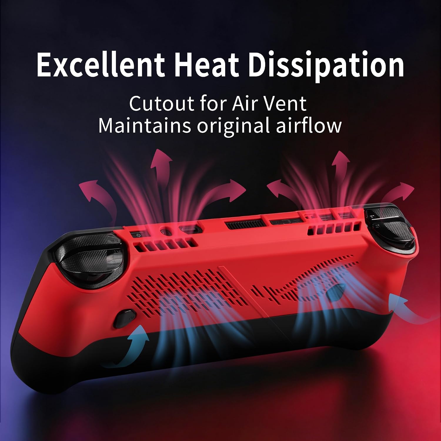 UYIYE Protective Case for ROG Ally X 2024 ONLY,NOT for ROG Ally (2023), Soft Touch Rubber Coating, Slim Fit Anti-Slip Cover, Shock-Absorbing Protective Shell for ASUS Ally X (Red+Black)
