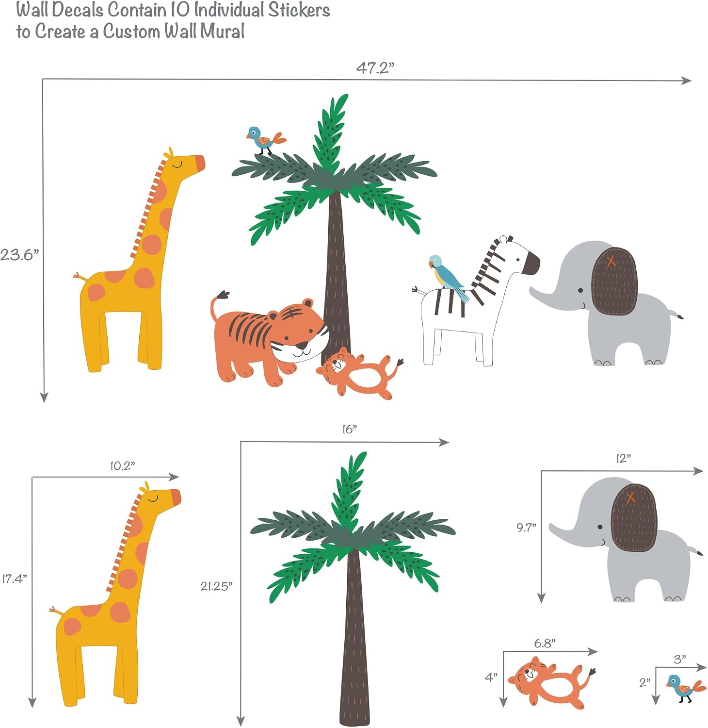 Bedtime Originals Lollipop Jungle Colorful Safari Themed Wall Decals/Stickers
