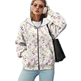 Hinthetall Womens Oversized Hoodies Zip Up Sweatshirts Long Sleeve Hooded Jackets with Pockets