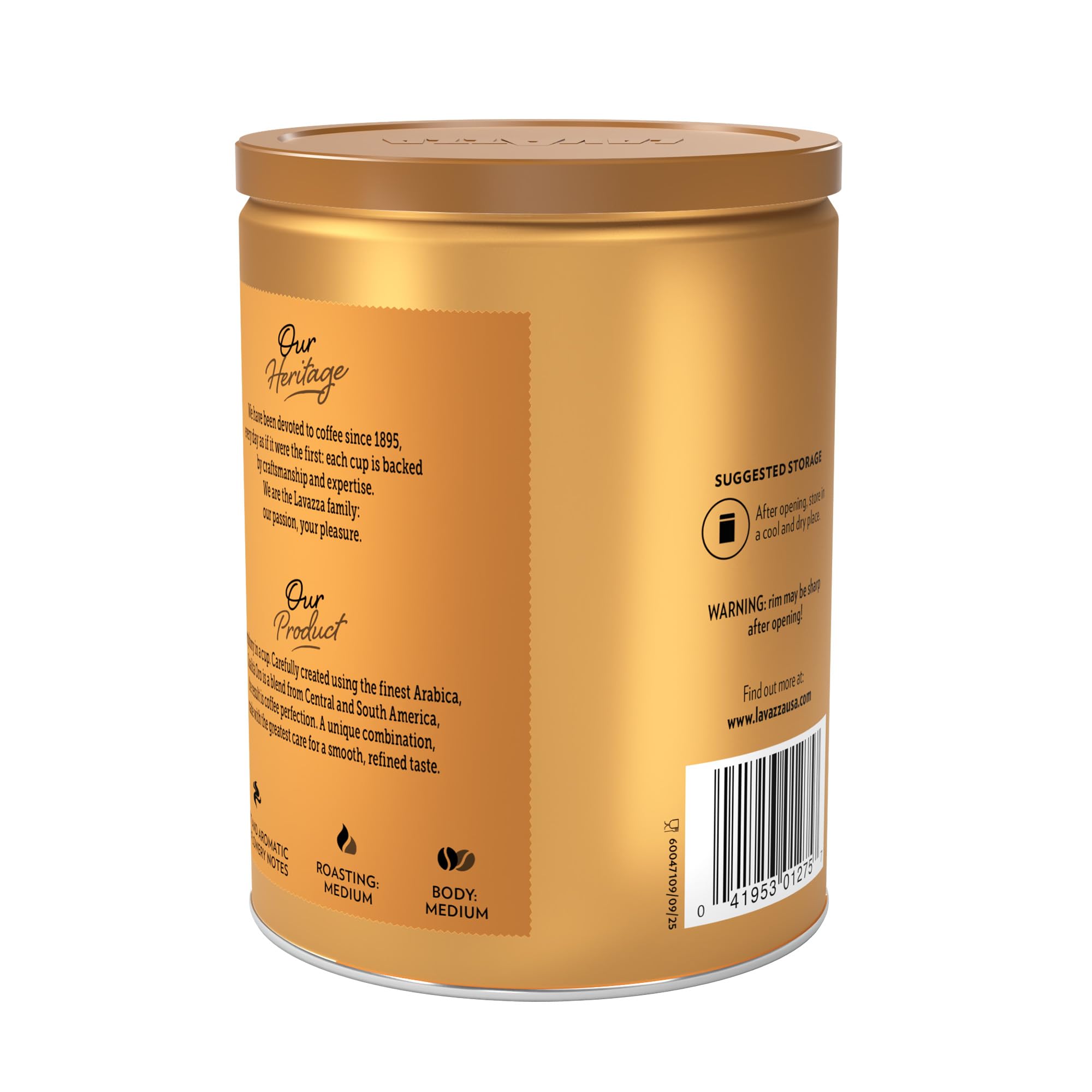 Lavazza Qualit Oro Ground Coffee Medium Roast 100 Arabica 8 8 oz Tin Pack of 6 — view 3