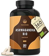 Ashwagandha Bio – 360 Capsules – High Dosage of 2600 mg per day – 650 mg per capsule (Withania Somnifera) – Vegan, Bio India, Laboratory Tested, German Production – TRUE NATURE