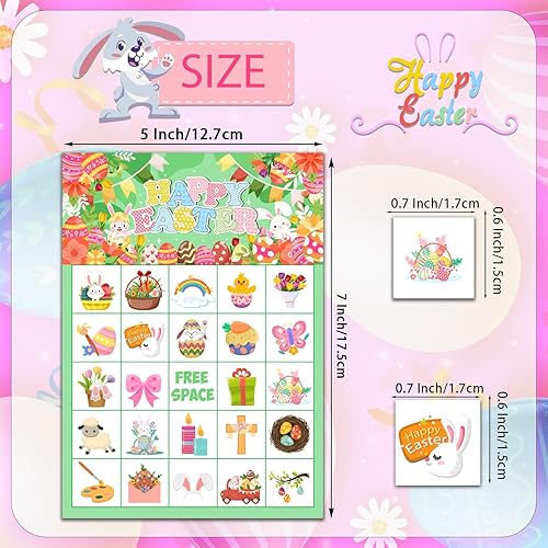Miniatura 2 de Seeiuua Tarjetas de bingo de Pascua para juego de bingo de Pascua, actividades escolares para niños, juegos de fiesta de feliz día de Pascua,