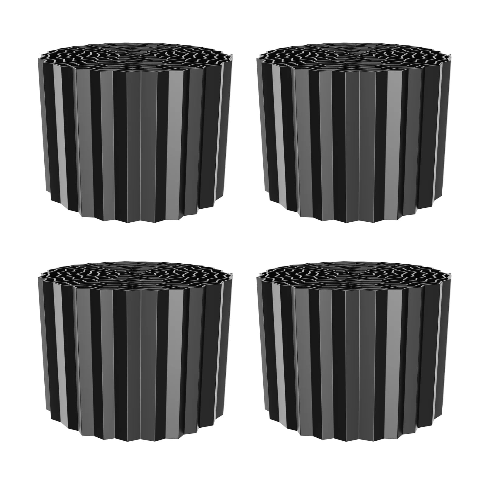 Aptliton Lot de 4 Bordures de Jardin en Métal Galvanisé Ondulé Noir, 600×0,15×20 cm, Bordure de Pelouse Flexible pour Décoration Paysagère, Parterres de Fleurs et Plantes