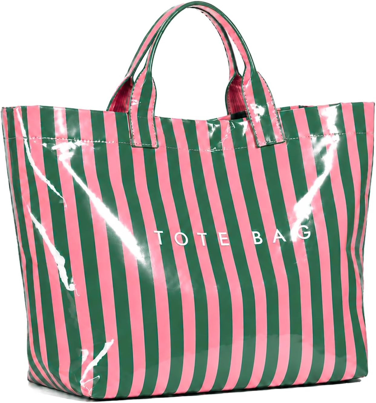 KAMEILONG Women's Large PVC Tote Bag Letters Print Handbags Paper Shoulder Bag Clear Shopping Hobo Bag