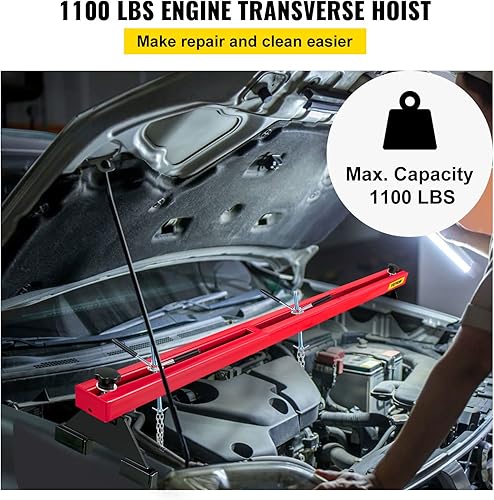 Miniatura 2 de VEVOR Barra de soporte del motor, capacidad de 1100 libras, barra transversal del motor, elevador de motor de 2 puntos, ganchos dobles, polipasto de