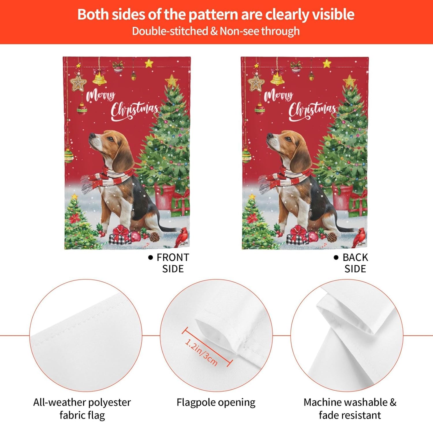 Merry Christmas Beagle Santa Dog Garden Flag 12x18 Inch Double Sided Vertical Decoration Yard Small Flag For Outside Holiday Seasonal Outdoor - Image 7