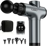 Amazon product image of Massage Gun, Deep Tissue Percussion Massager 30 Speeds for Pain Relief | Handheld Electric Back & Neck Muscle Massager with 6 Massage Heads for Athletes, Men & Women (Gray)