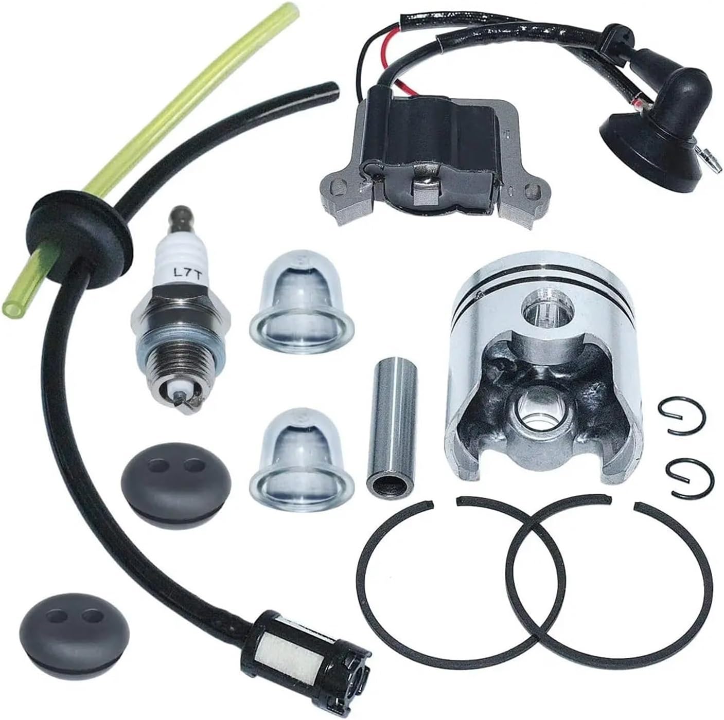 Ignition Coil 40mm Piston Fuel Line Grommet Kit Fit For 40-5 CG430 43cc Lawnmower