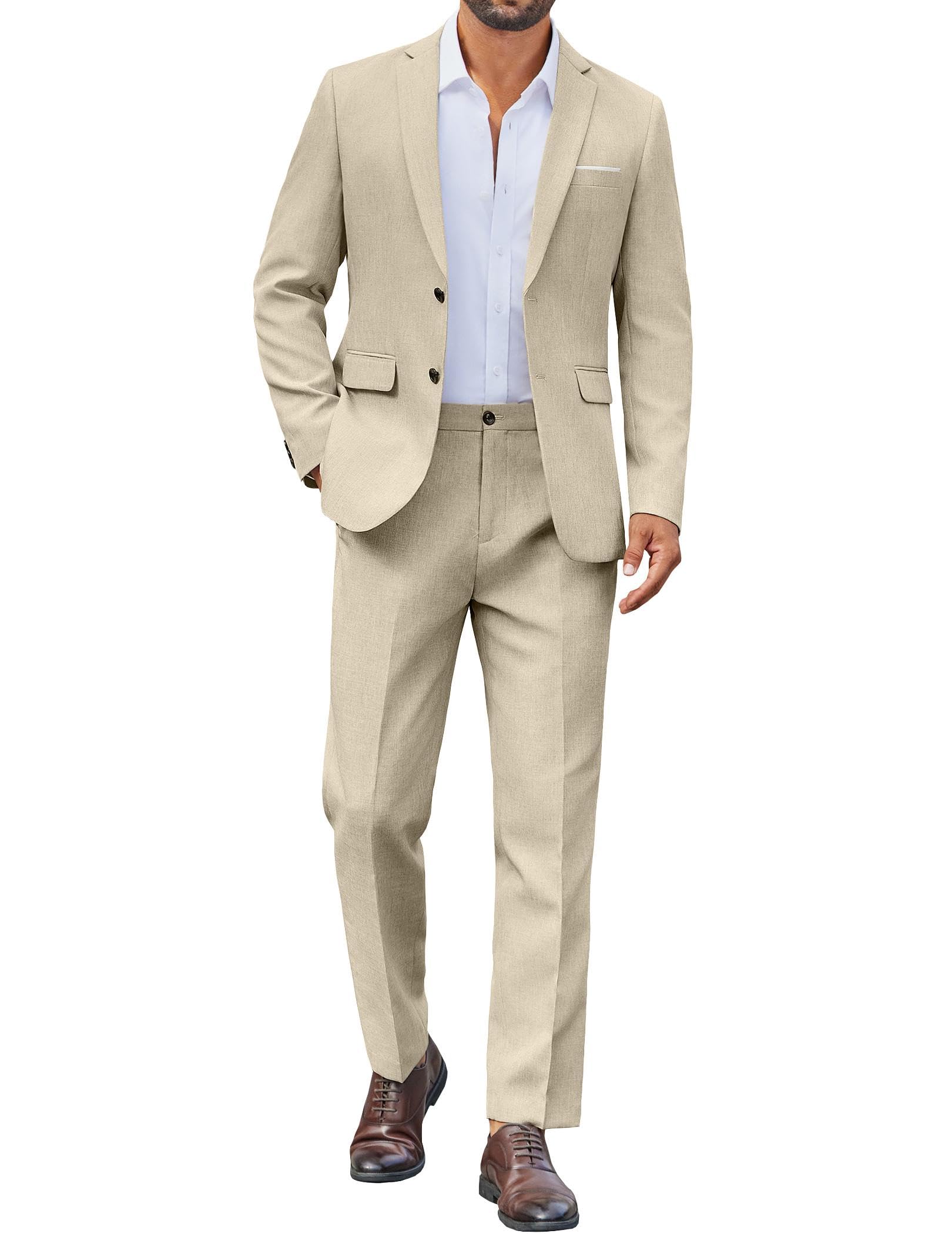 Mens Suit 2 Piece Suit Classic Fit Two Button Blazer Jacket Pants Set Business Wedding Party Suits for Men