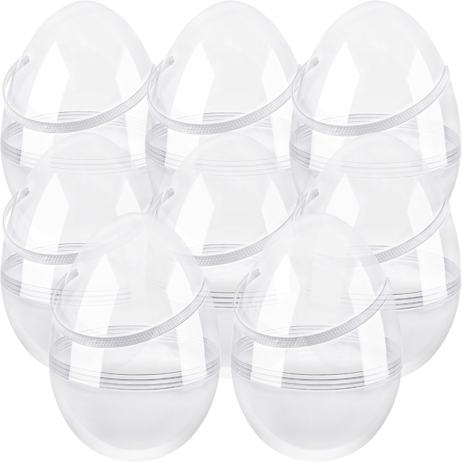 8 Pcs 6 Inch 8 Inch 10 Inch Jumbo Clear Easter Eggs with Handles Large Transparent Easter Eggs Empty DIY Plastic Egg for Adult Kids Easter Party Decor